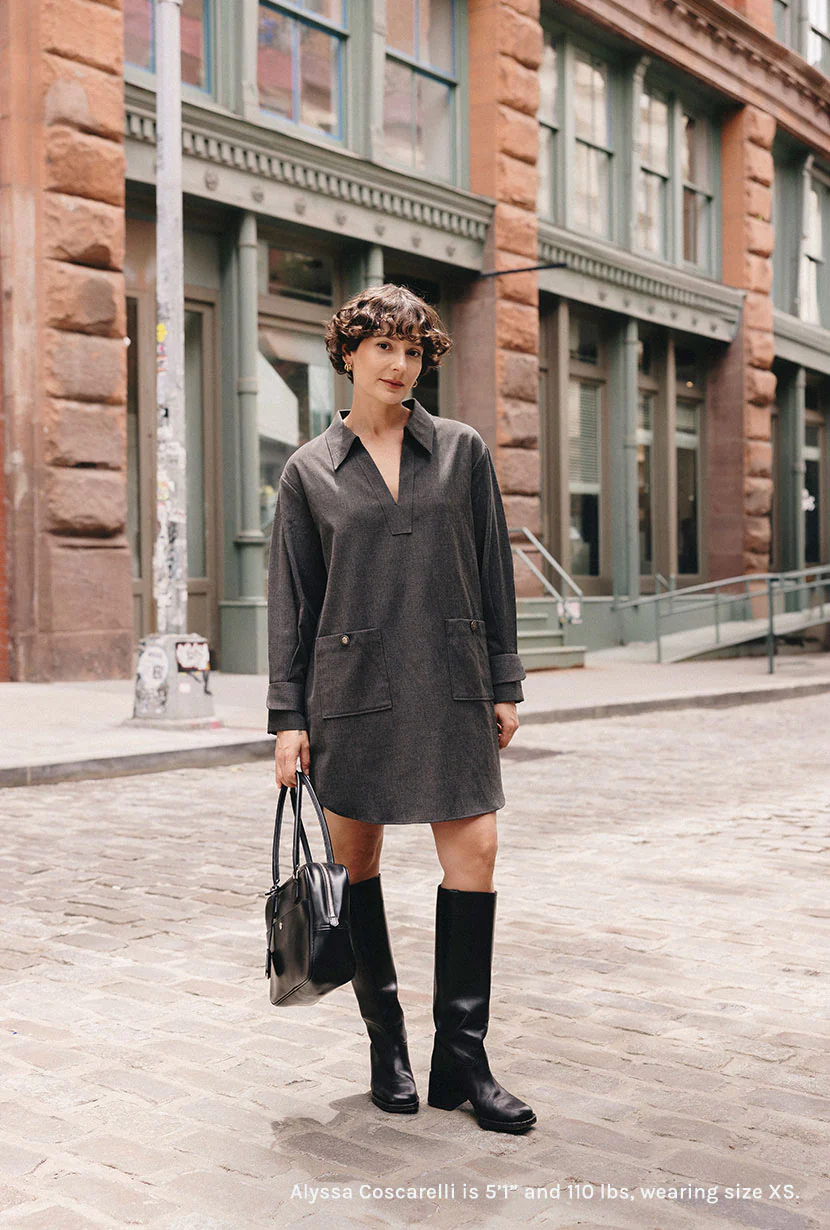 Abby Wool Blend Dress - Charcoal - Image 10