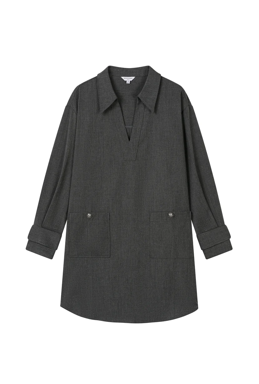 Abby Wool Blend Dress - Charcoal - Image 11