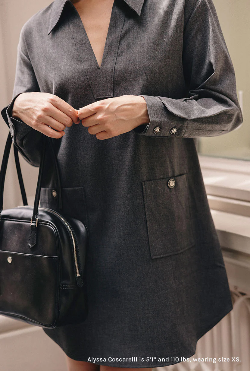 Abby Wool Blend Dress - Charcoal - Image 8