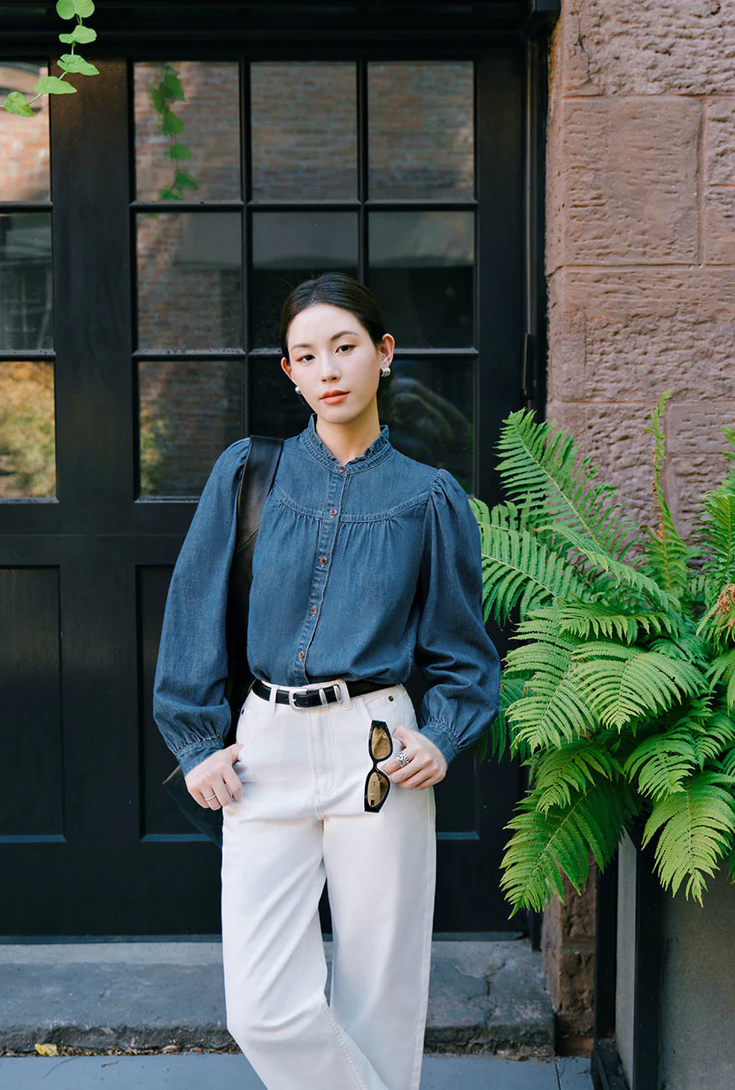 Bethany Denim Blouse - Indigo - Image 4