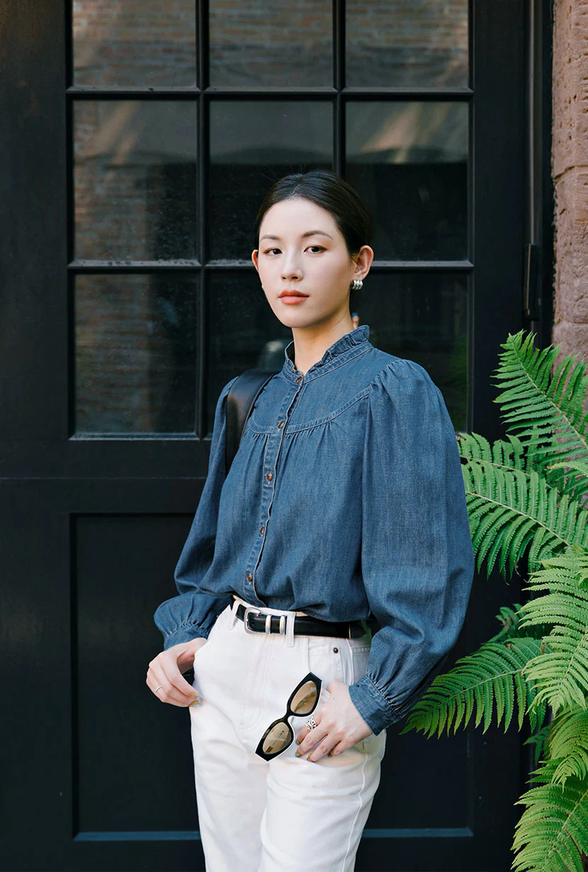 Bethany Denim Blouse - Indigo - Image 8