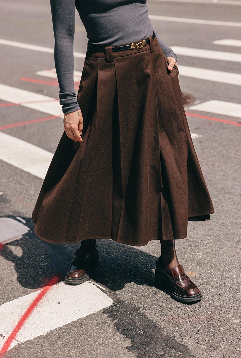 Blake Wool Blend Skirt - Chocolate - Image 4