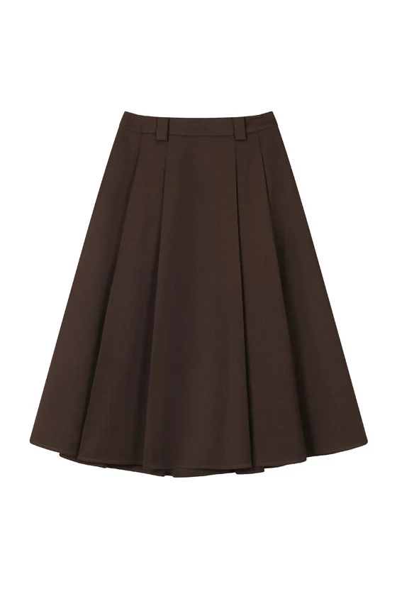 Blake Wool Blend Skirt - Chocolate - Image 6