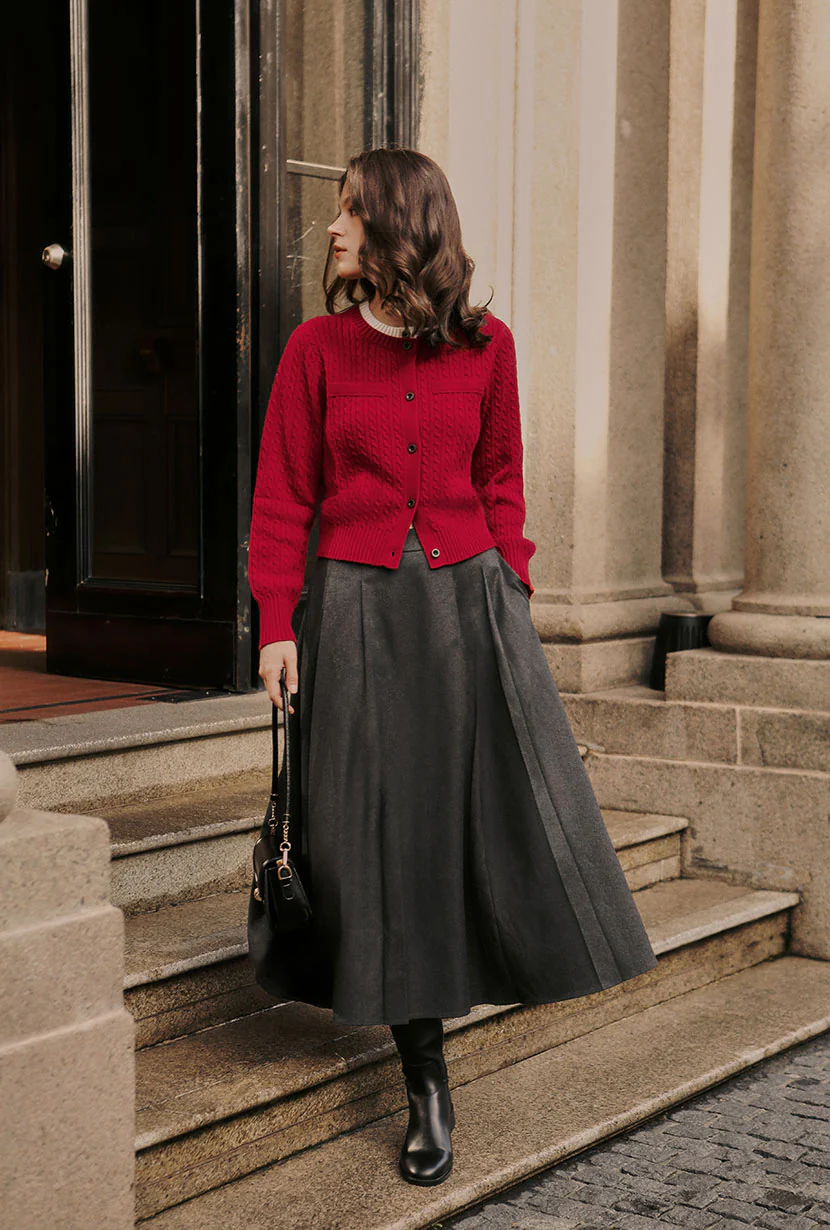 Blake Wool Blend Skirt - Grey - Image 5