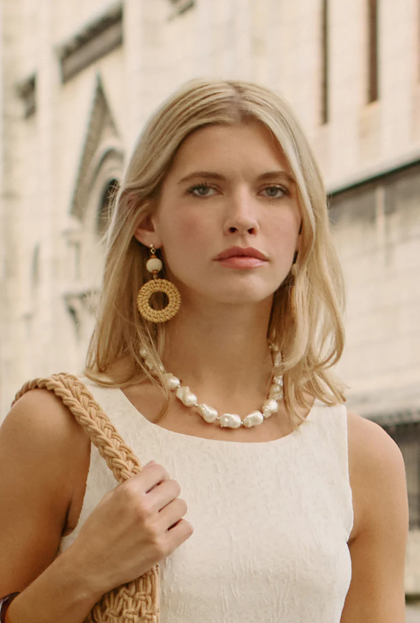 Boho Rattan Braid Drop Earrings - Image 3