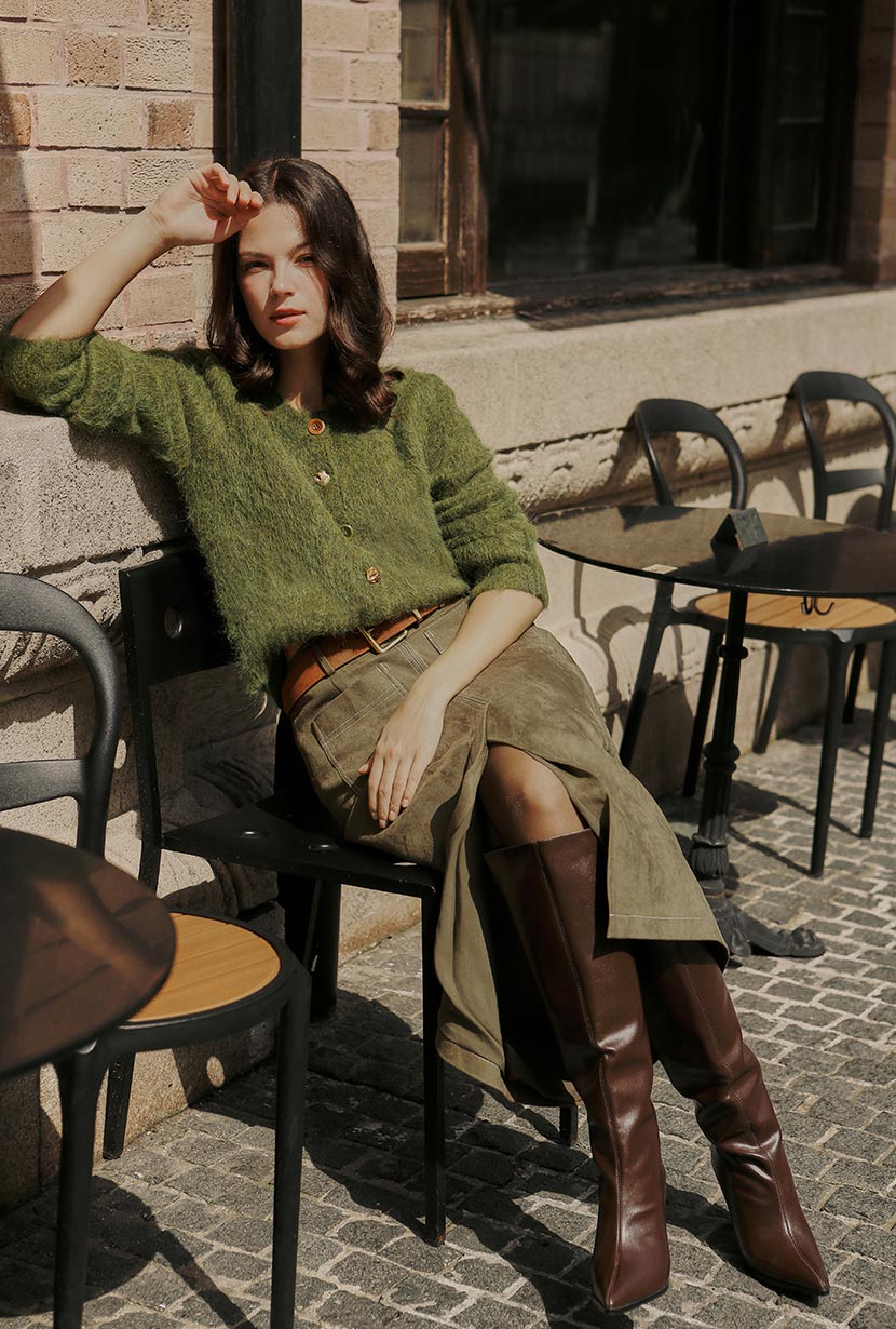 Brayden Alpaca Cardigan - Olive Green - Image 5