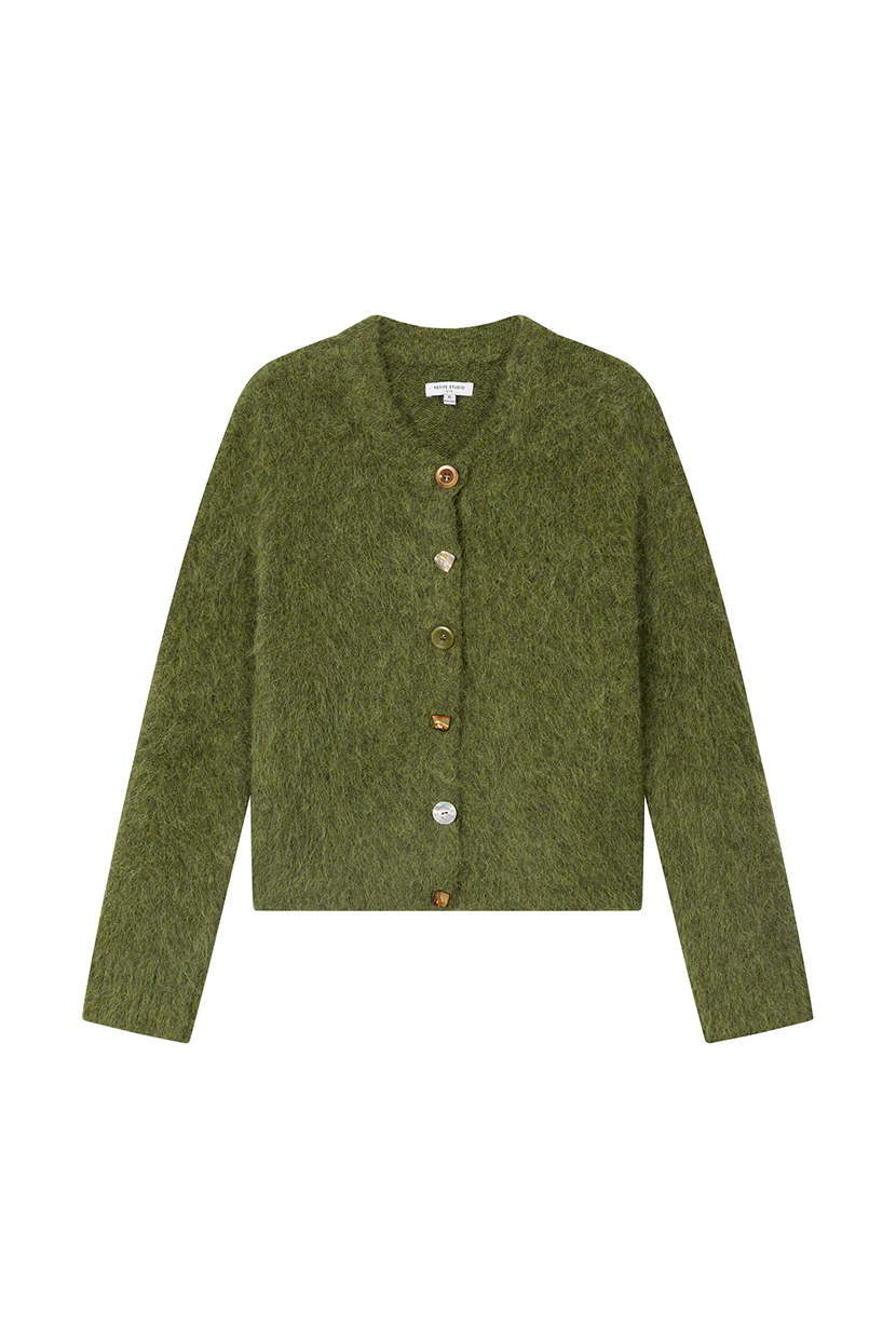 Brayden Alpaca Cardigan - Olive Green - Image 9