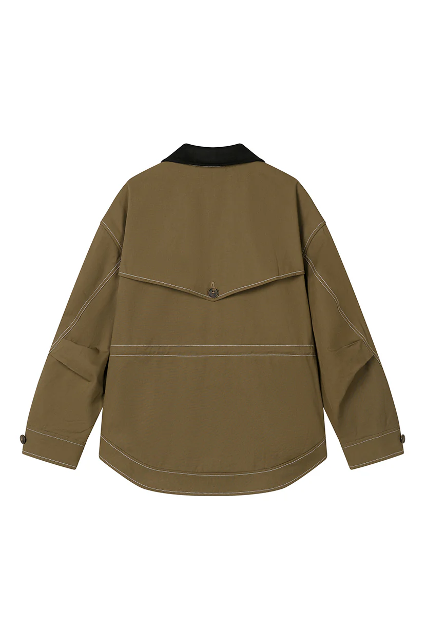 Bryce Cotton Barn Jacket - Olive Brown - Image 11