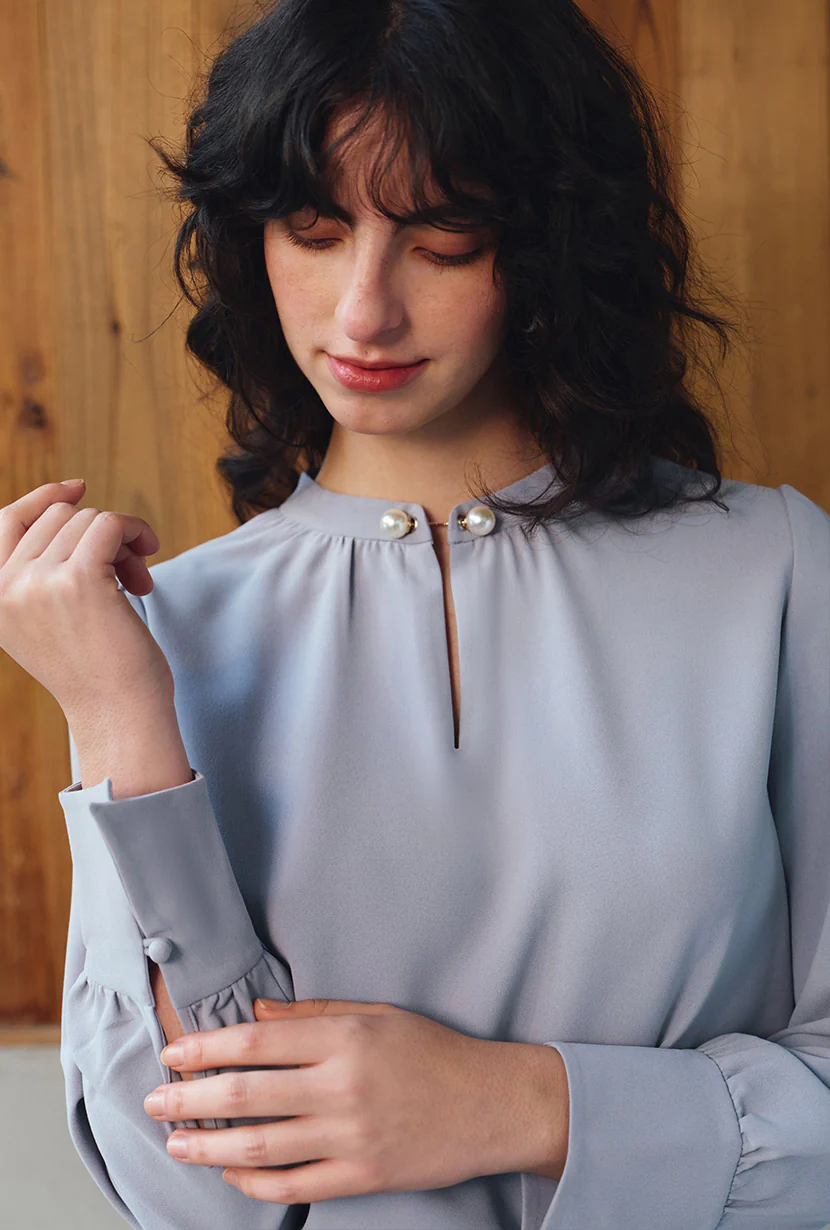 Buvette Pearl Blouse - Dusty Blue - Image 3