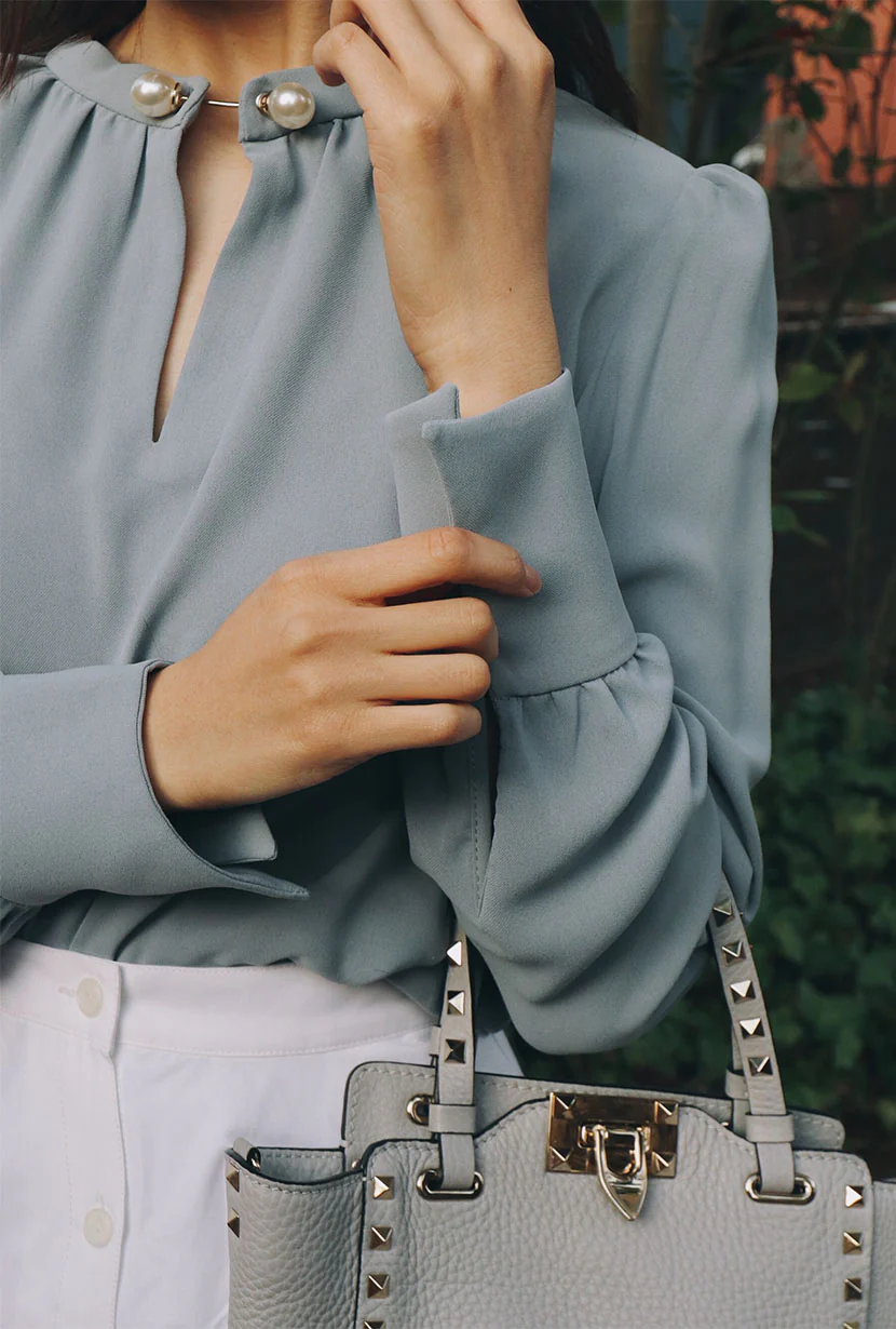 Buvette Pearl Blouse - Dusty Blue - Image 4