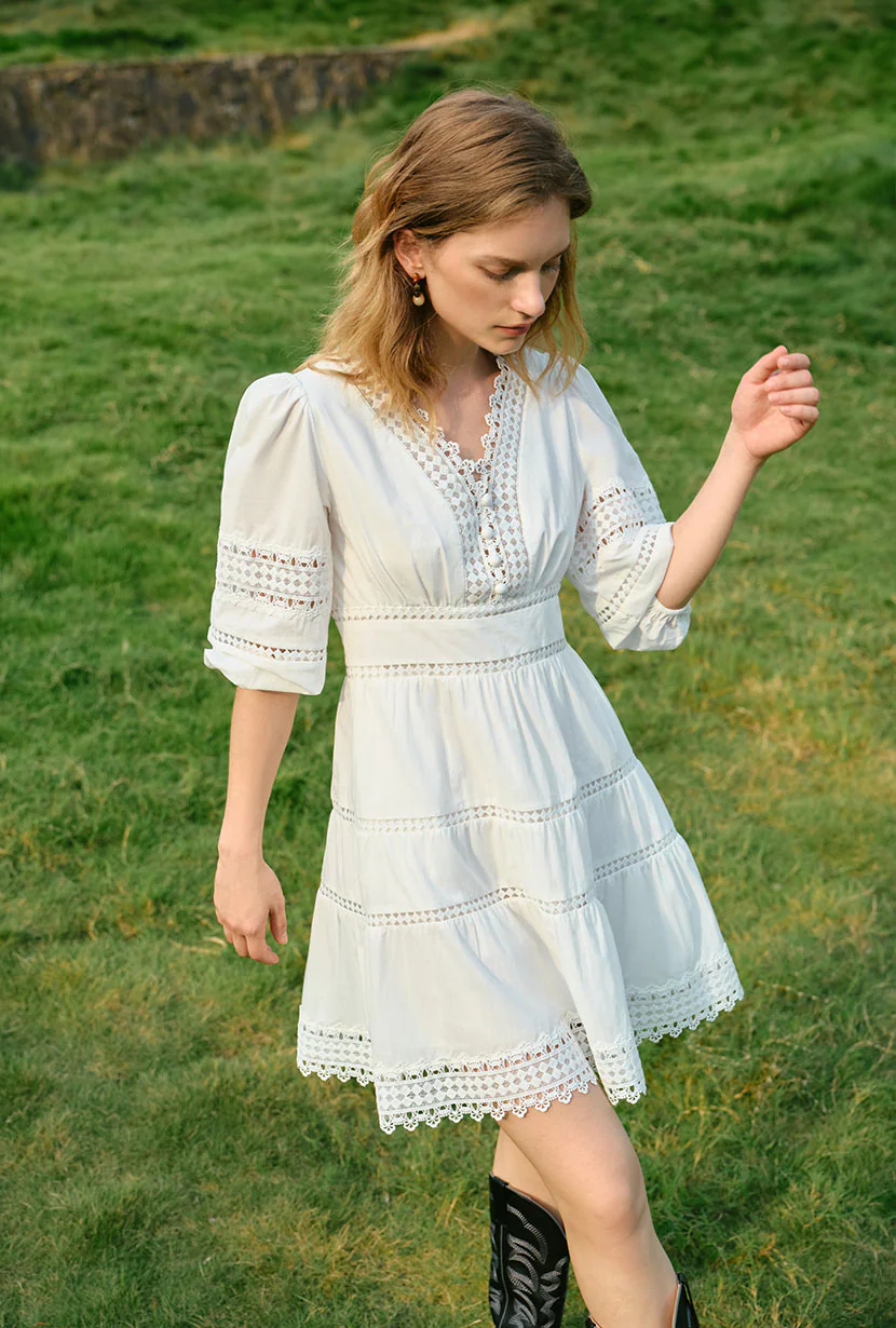 Calista Cotton Dress - White - Image 5