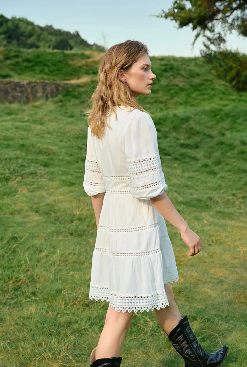 Calista Cotton Dress - White - Image 6