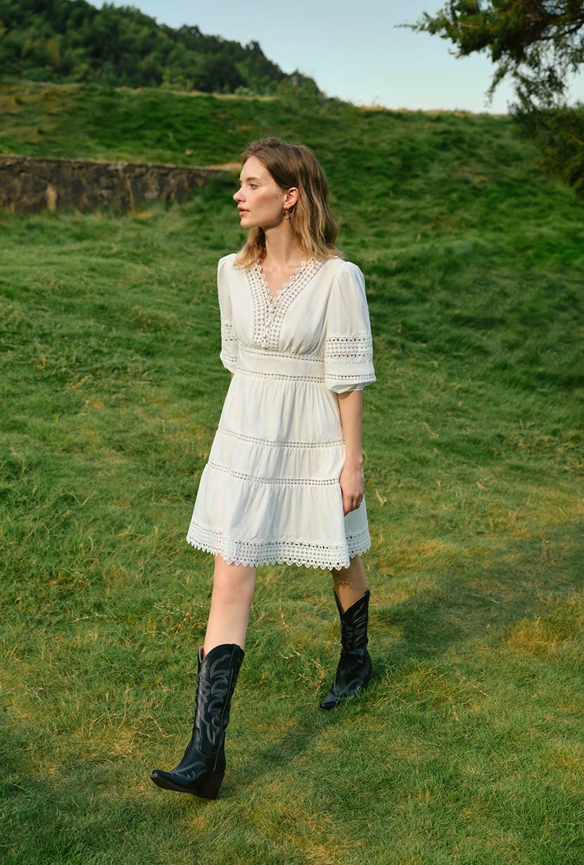 Calista Cotton Dress - White - Image 7