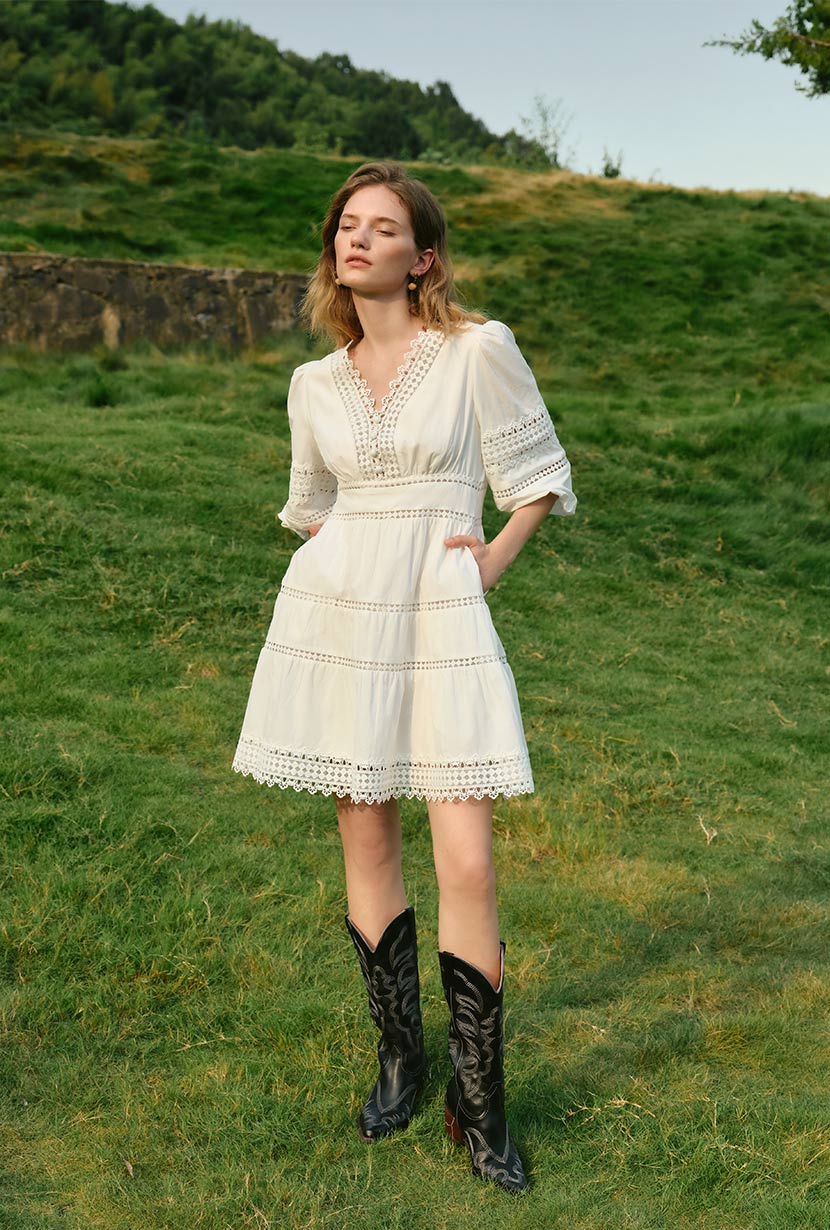 Calista Cotton Dress - White - Image 8
