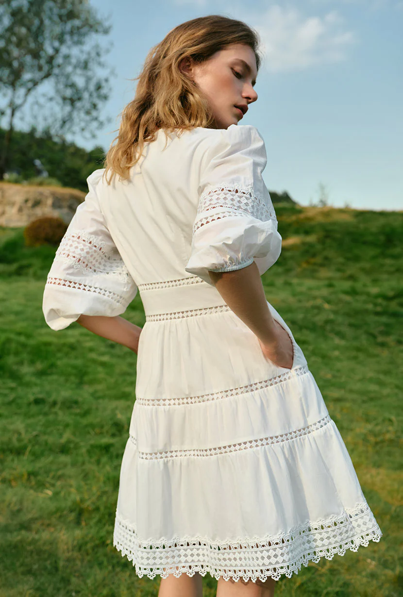 Calista Cotton Dress - White - Image 9