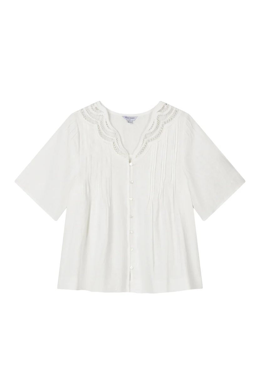 Callie Linen Blouse - White - Image 12