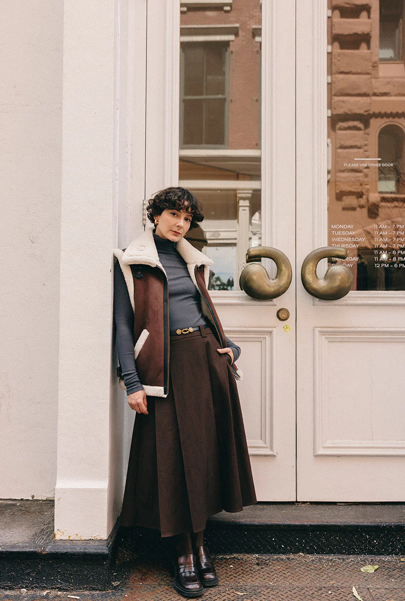 Camilla Shearling Vest Jacket - Chocolate - Image 7