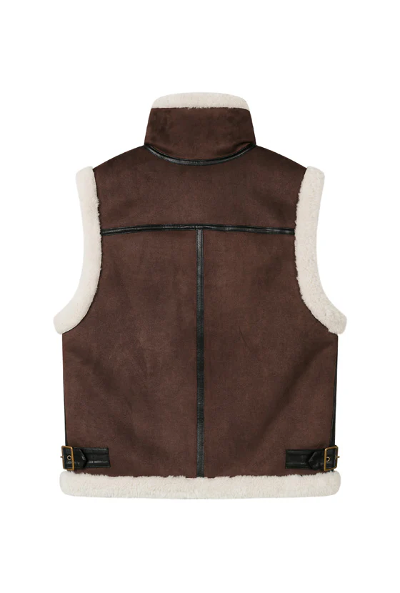Camilla Shearling Vest Jacket - Chocolate - Image 9