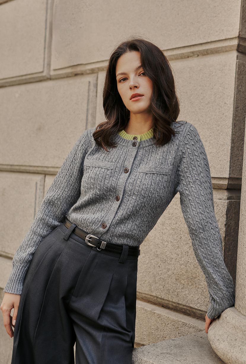 Carlo Wool Blend Wide Pants - Grey - Image 5