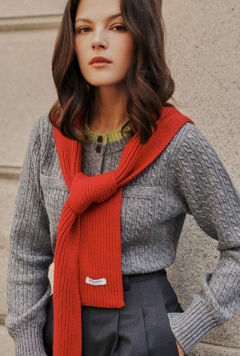 Carmina Wool Cardigan - Grey - Image 4