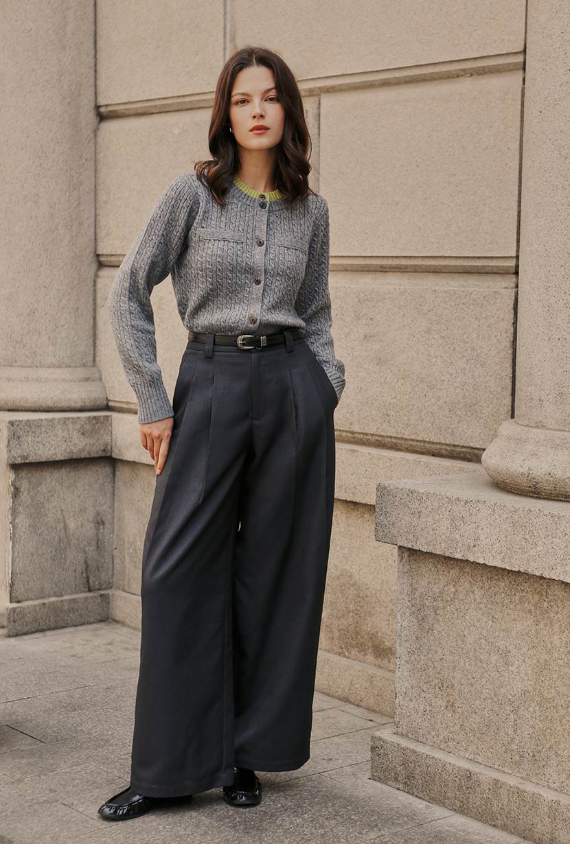 Carmina Wool Cardigan - Grey - Image 5