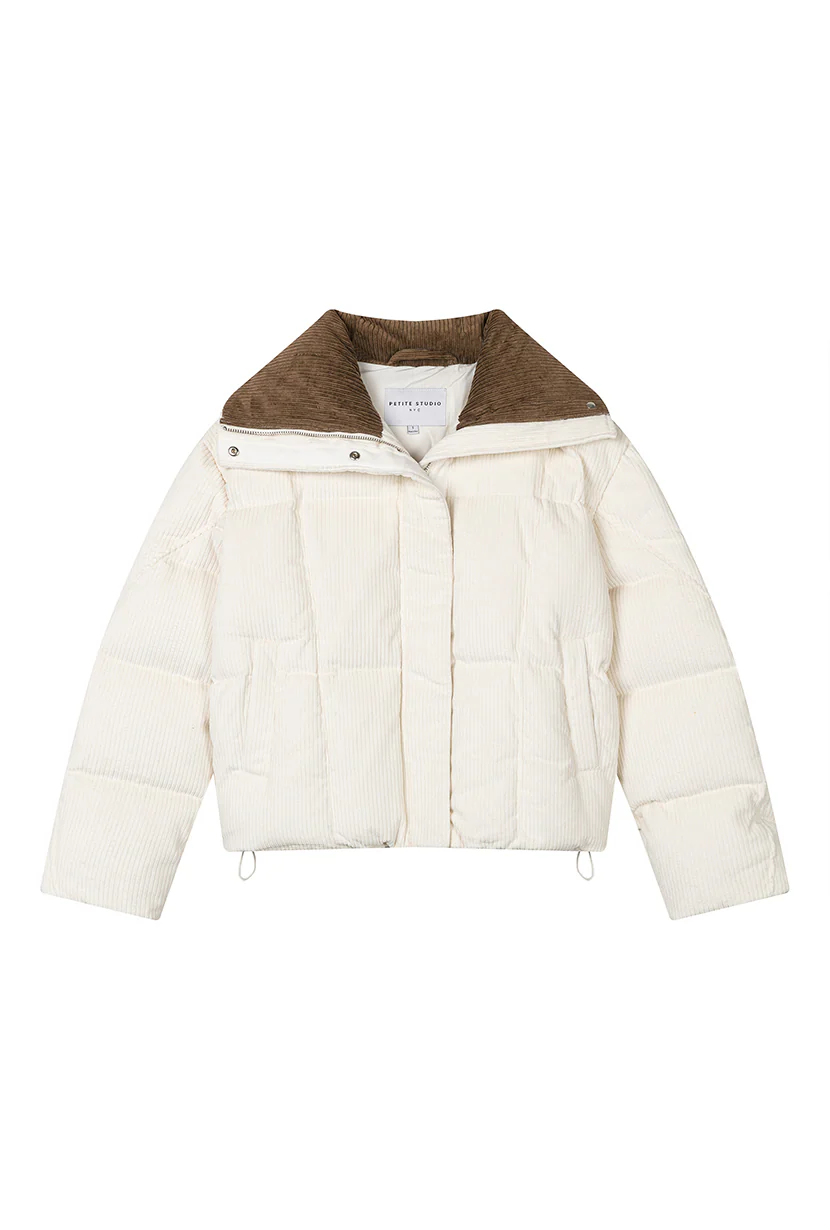 Carter Corduroy Down Jacket - Ivory - Image 7