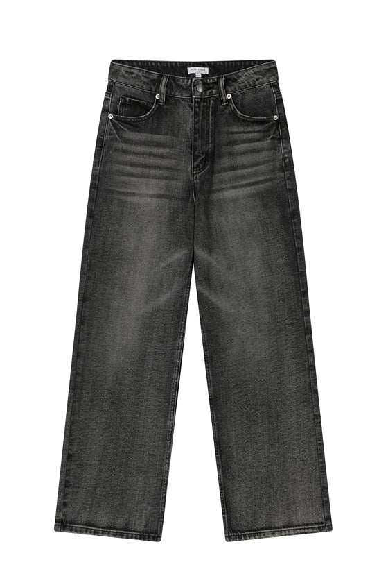Cayden Mid Rise Straight Leg Jeans - Charcoal - Image 8