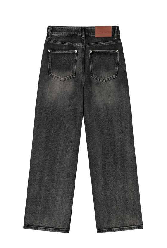 Cayden Mid Rise Straight Leg Jeans - Charcoal - Image 9