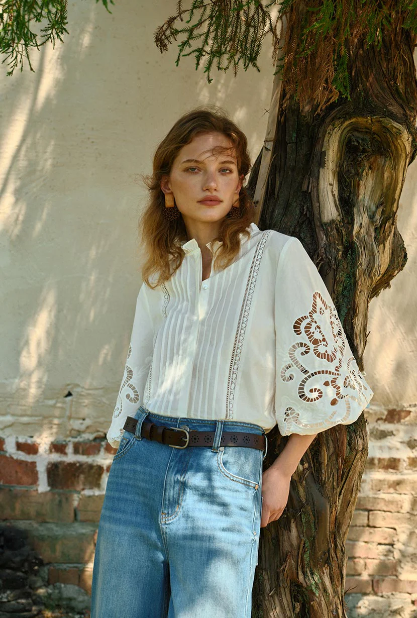 Chandler Cotton Blouse - Ivory - Image 5