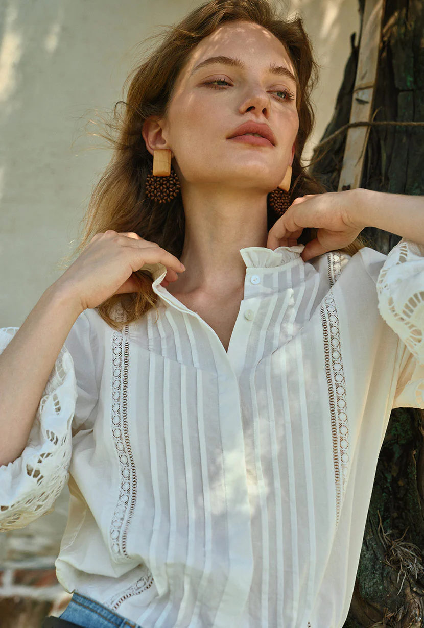 Chandler Cotton Blouse - Ivory - Image 6