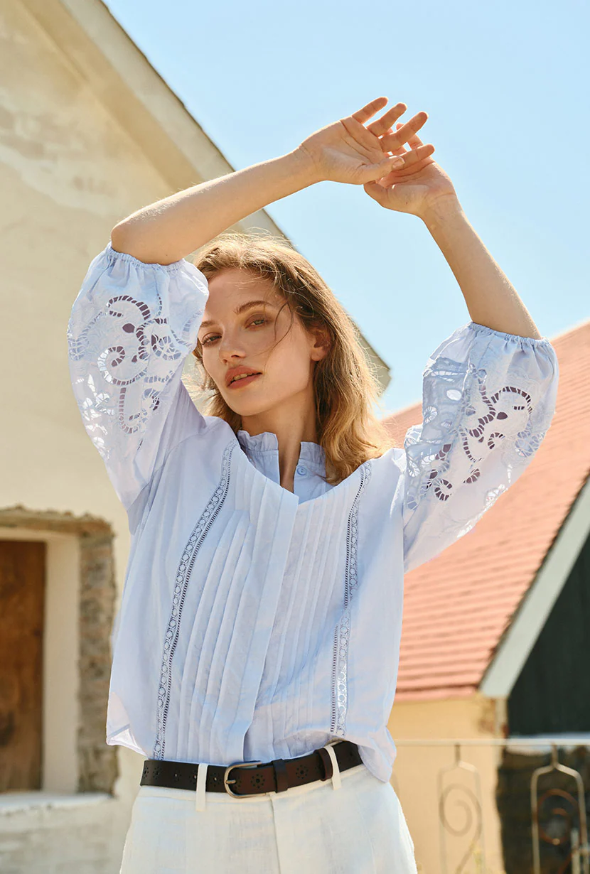 Chandler Cotton Blouse - Sky - Image 2