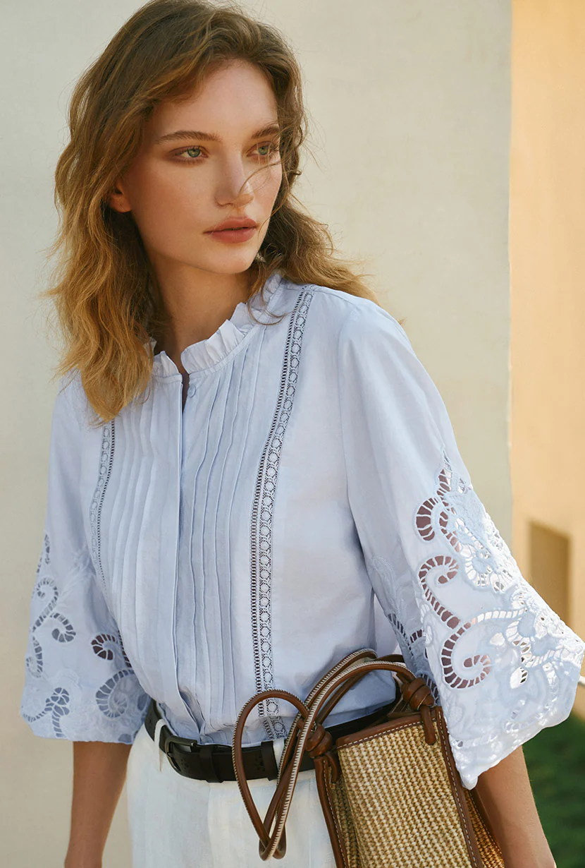 Chandler Cotton Blouse - Sky - Image 7