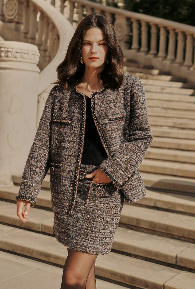 Charmaine Oversized Wool Tweed Coat - Charcoal - Image 6