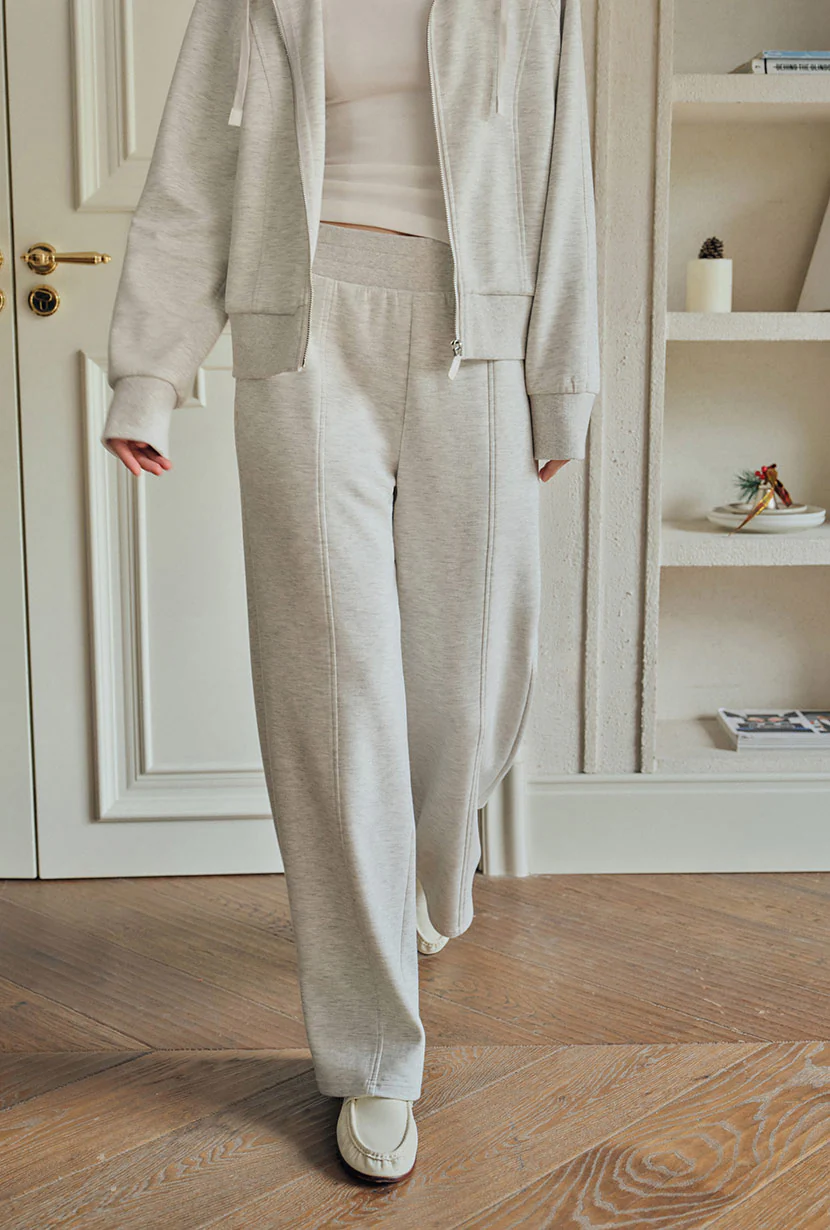 Chase Cotton Straight Leg Pants - Heather White - Image 4