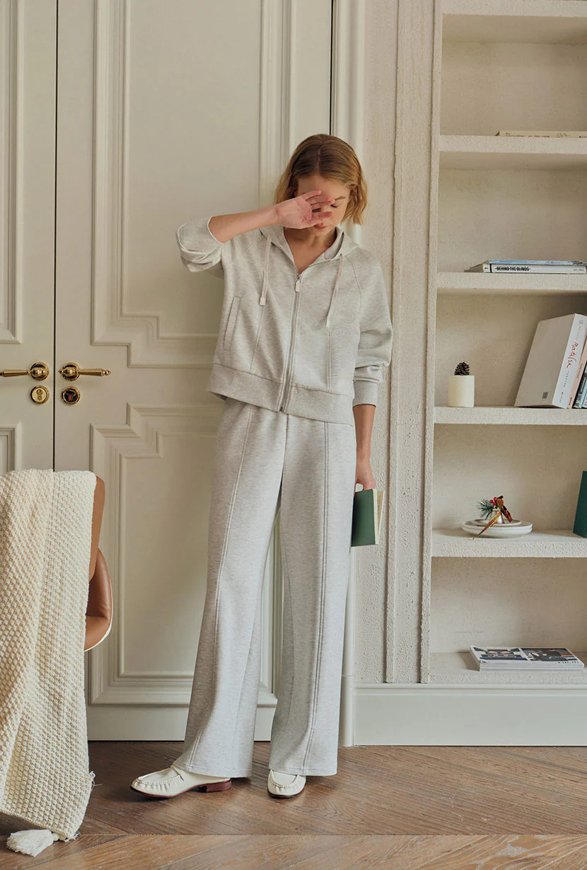 Chase Cotton Straight Leg Pants - Heather White - Image 6