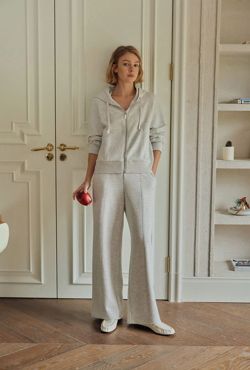 Chase Cotton Straight Leg Pants - Heather White - Image 7