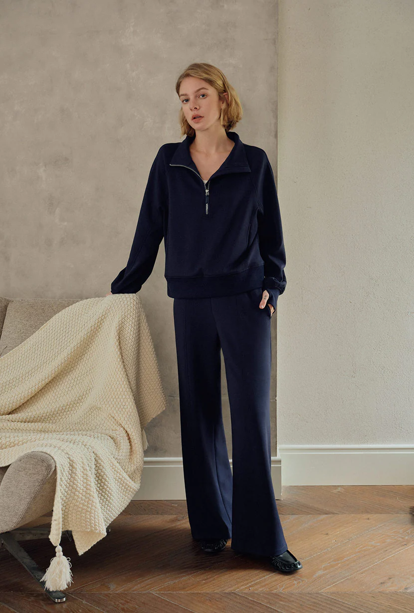 Chase Cotton Straight Leg Pants - Navy - Image 7