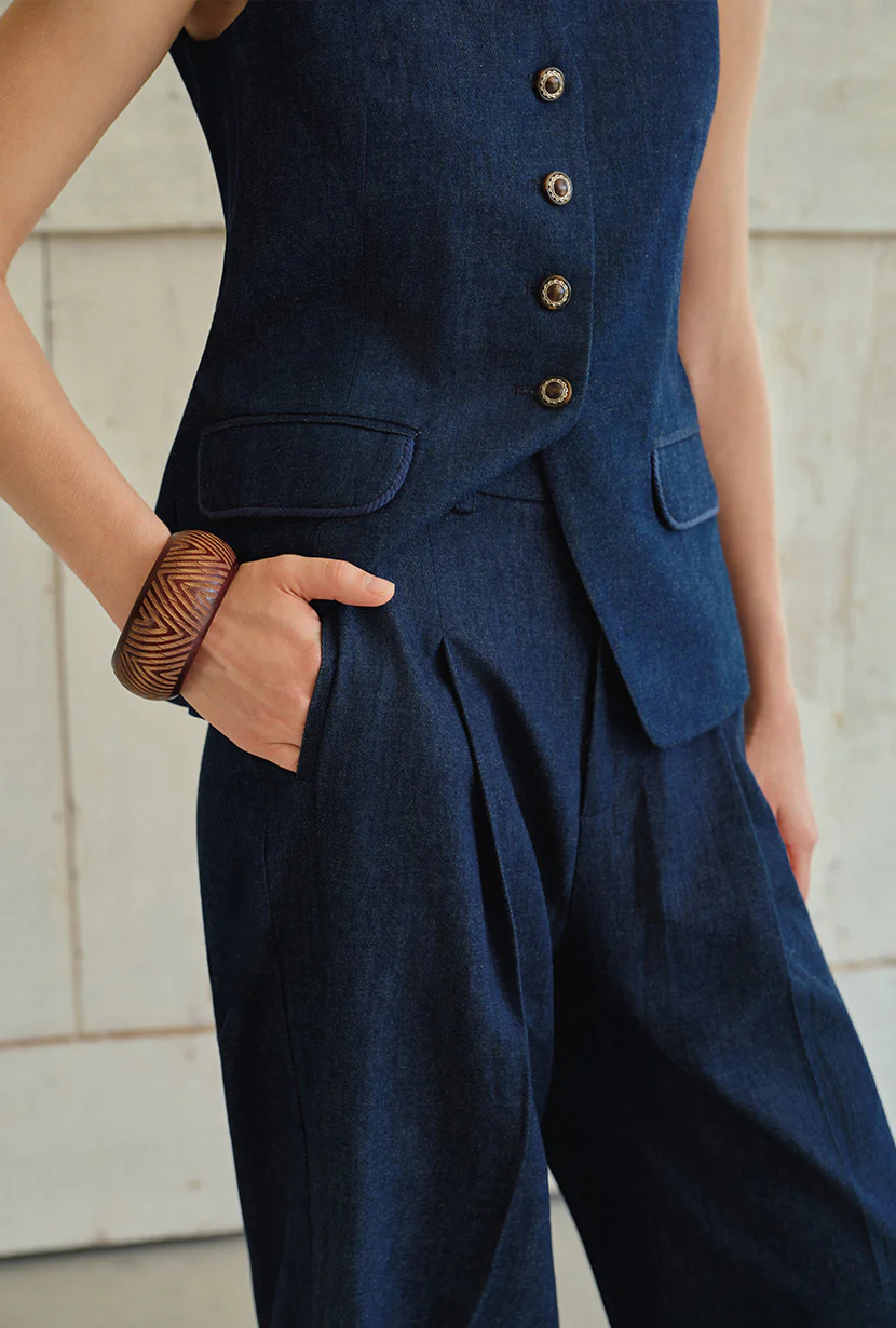 Circe Cotton Pants - Indigo - Image 7