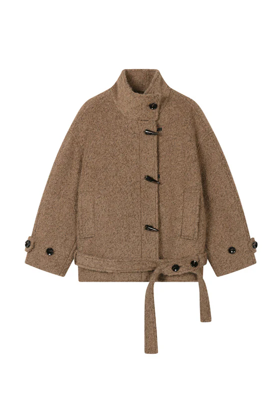 Cole Oversized Wool Short Coat - Brown - Image 6