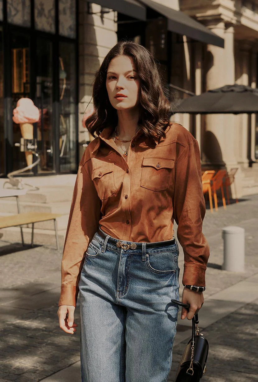Coleen Suede Shirt - Brown - Image 3