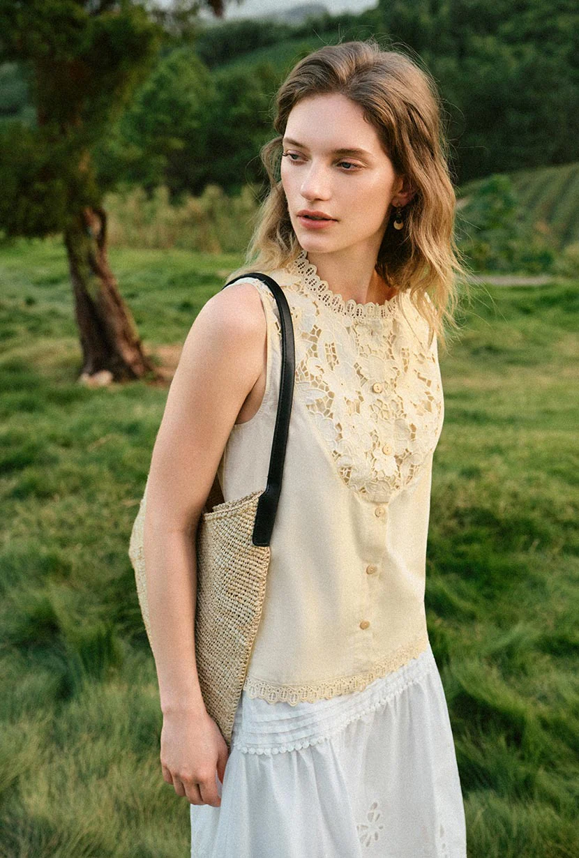 Coraline Cotton Lace Top - Butter Yellow - Image 3