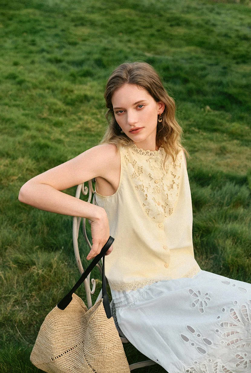Coraline Cotton Lace Top - Butter Yellow - Image 4