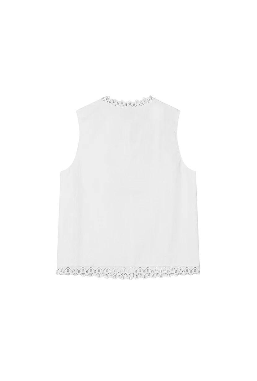 Coraline Cotton Lace Top - Ivory - Image 7