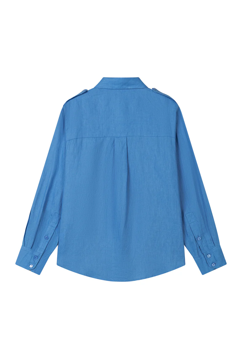 Dana Linen Shirt Jacket - Blue - Image 8