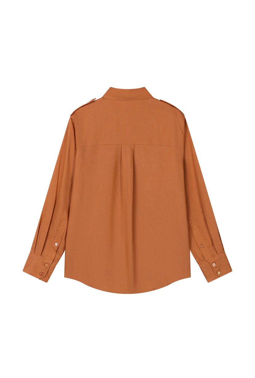 Dana Linen Shirt Jacket - Ginger - Image 9