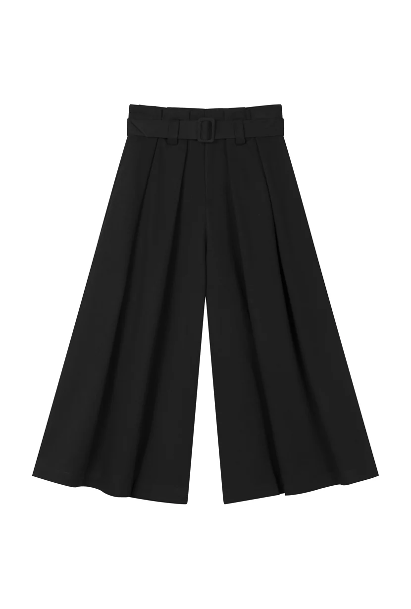 Darby Wide-Leg Cotton Pants - Black - Image 7