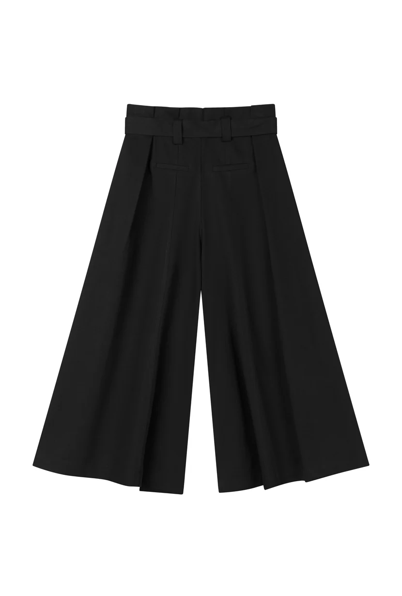 Darby Wide-Leg Cotton Pants - Black - Image 8