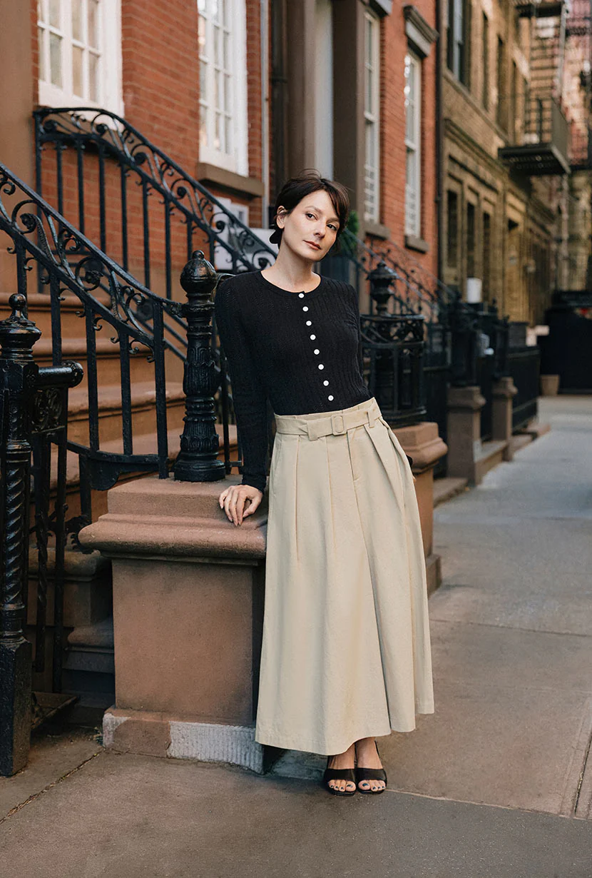 Darby Wide-Leg Cotton Pants - Khaki - Image 5