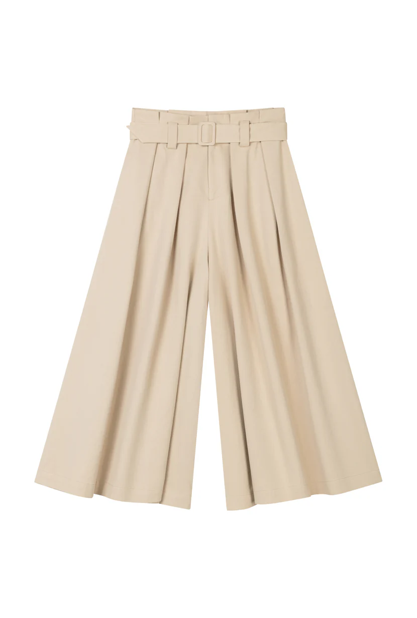 Darby Wide-Leg Cotton Pants - Khaki - Image 7
