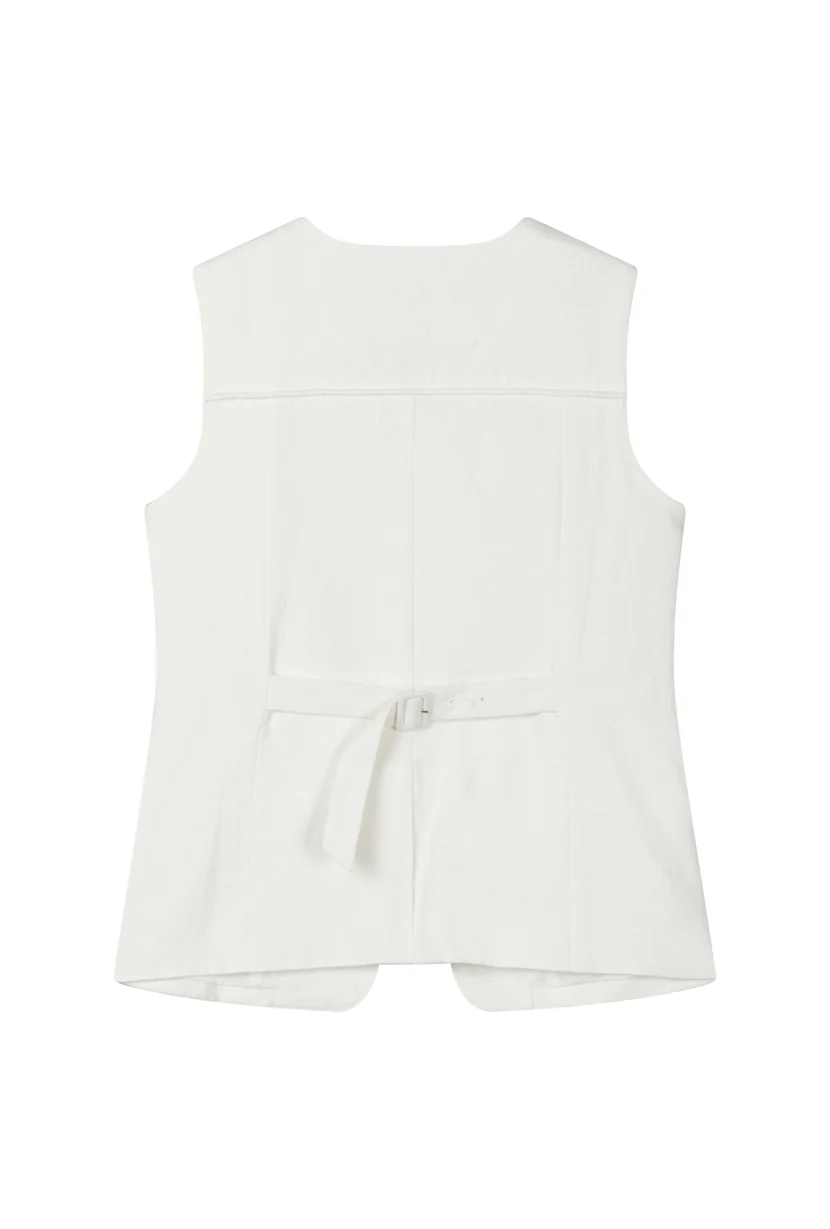 Darien Linen Vest - Ivory - Image 13